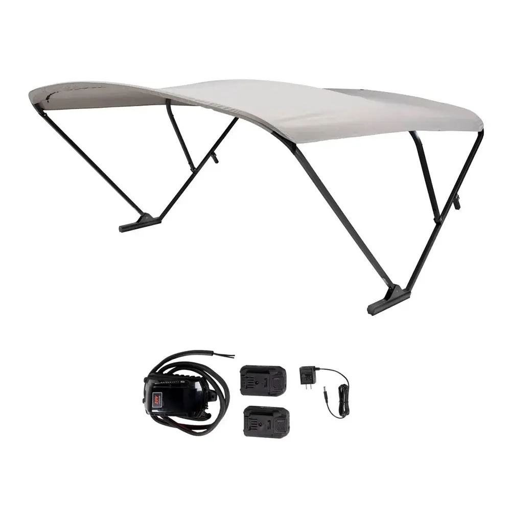 Sureshade 2021133093 Battery Powered Bimini Black Anodized Frame & Grey Fabric 1