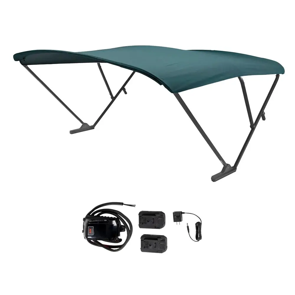 Sureshade 2021133099 Battery Powered Bimini Black Anodized Frame & Green Fabric 1