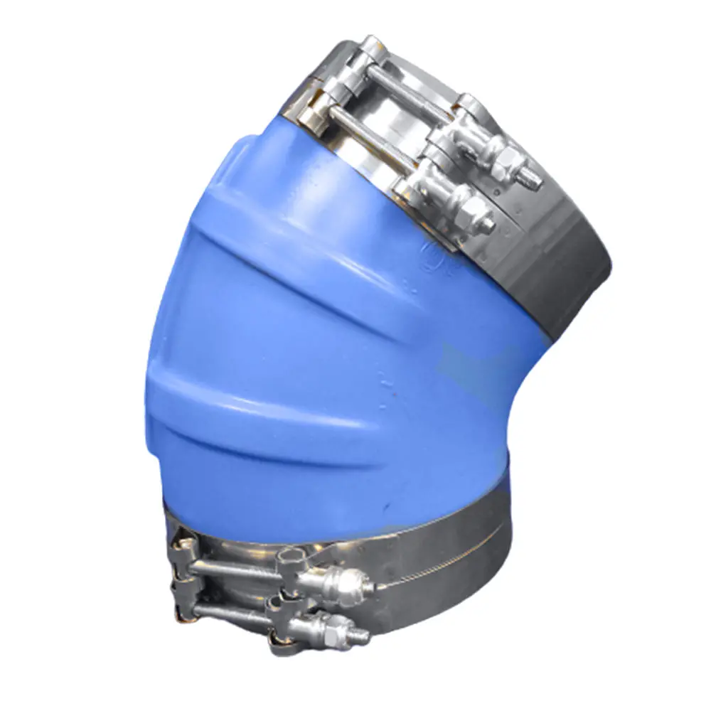 Trident Marine 240V8000-S/S 8" Id 45-Degree Blue Silicone Molded Wet Exhaust, Elbow W/4 T-Bolt Clamps 1