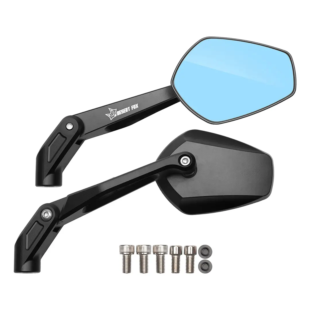 Desert Fox Pro Aluminium Folding Motorcycle Mirror Set - Universal 1