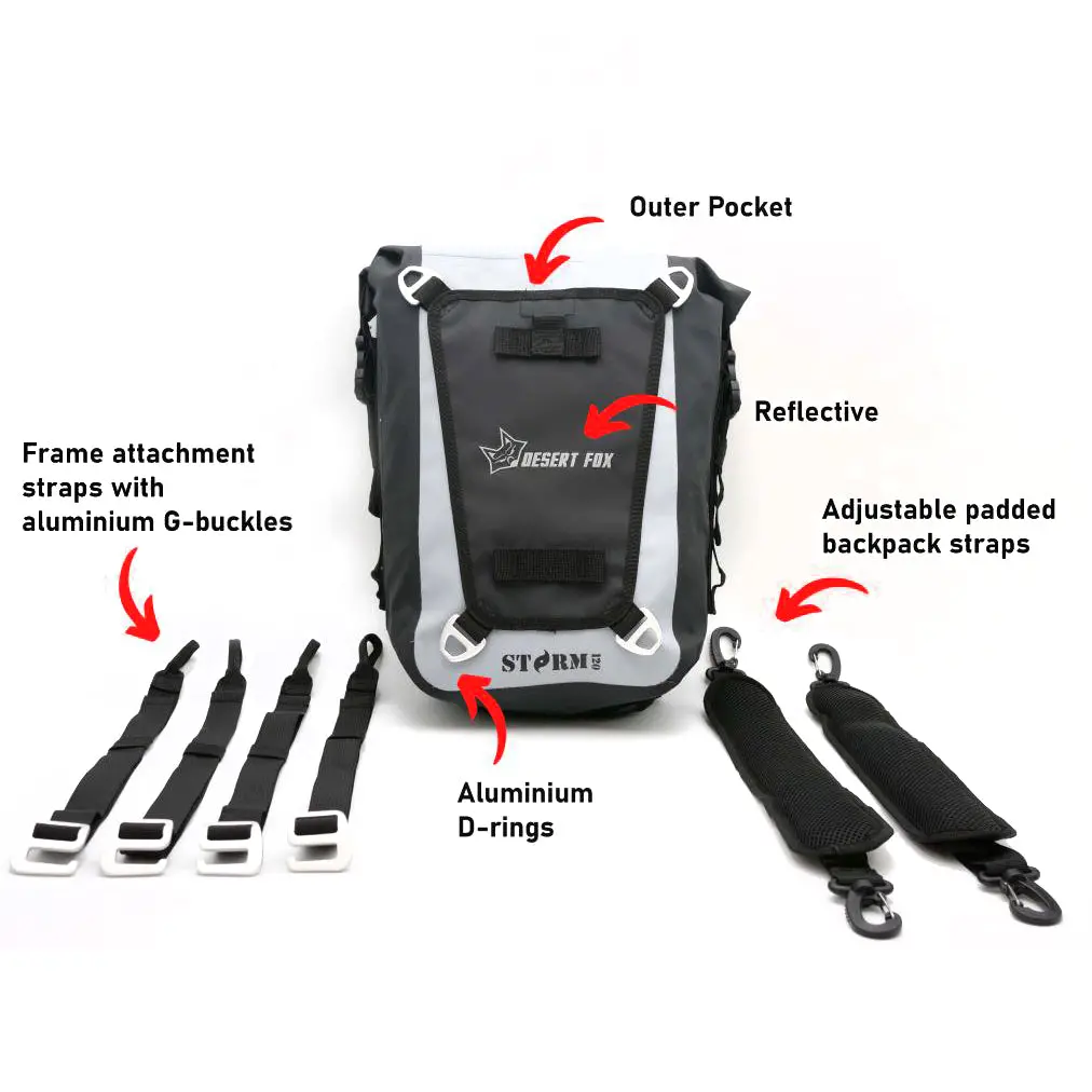 Desert Fox Storm 120 Waterproof Rear Tail Bag & Mini Backpack 1