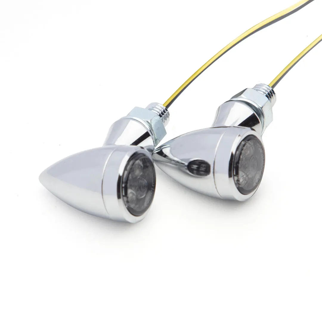 Micro Bullet Led Turn Signals/Indicators - Chrome - Smoke Lens - Cast Alloy 1