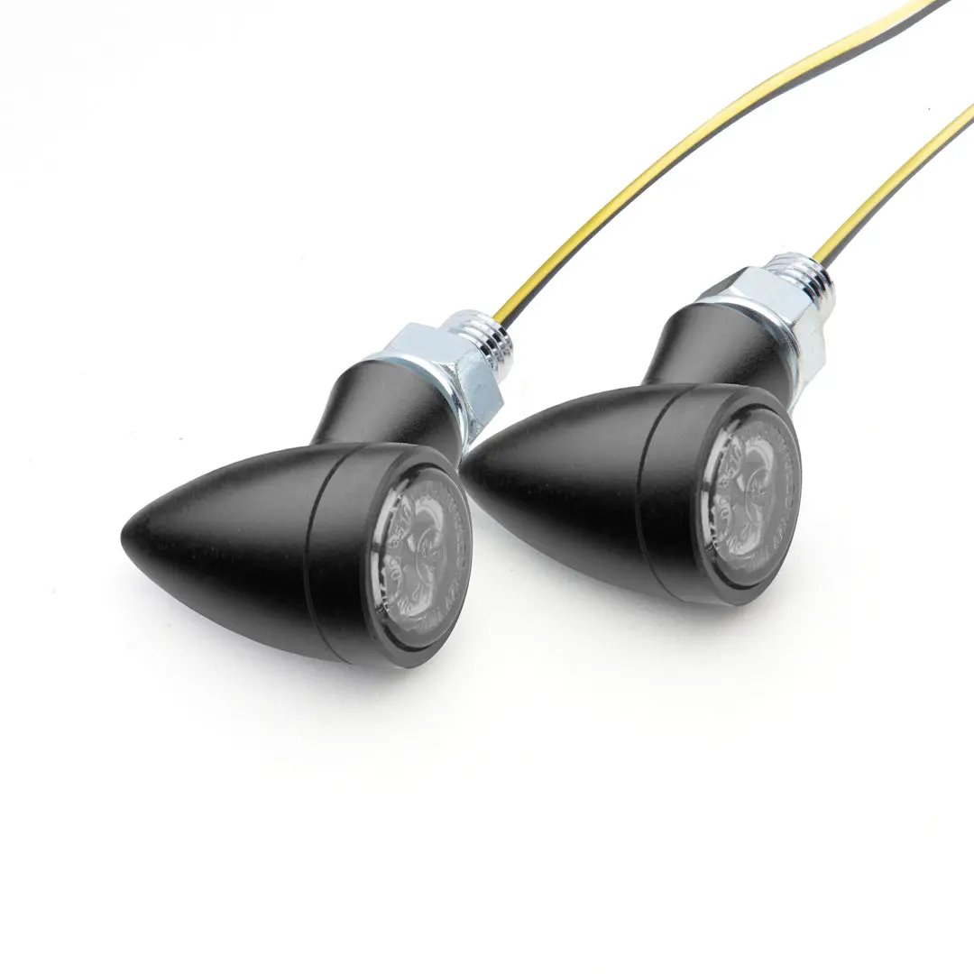 Micro Bullet Led Turn Signals/Indicators - Black - Smoke Lens - Cast Alloy 1