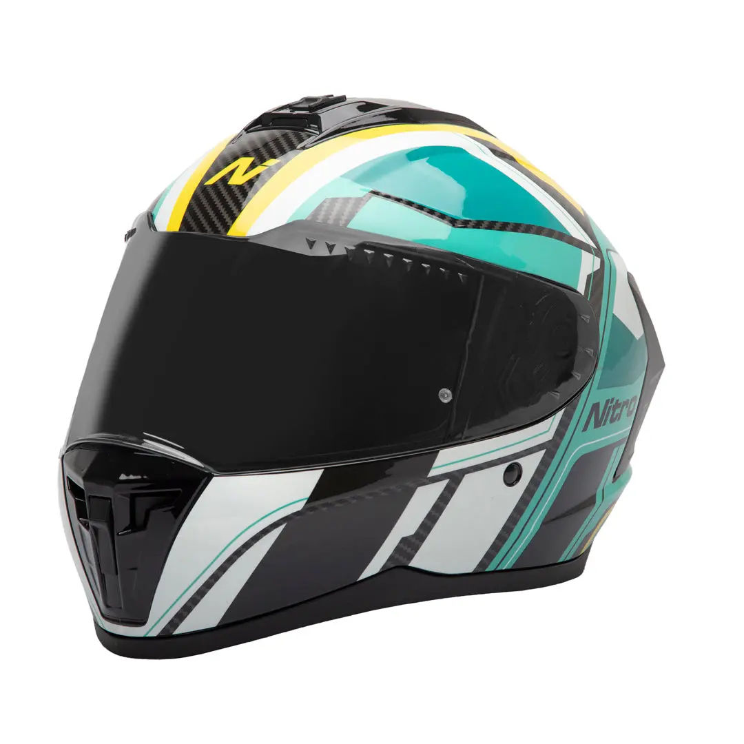 Nitro Sidewinder Full Face Helmet Teal/Yellow 1