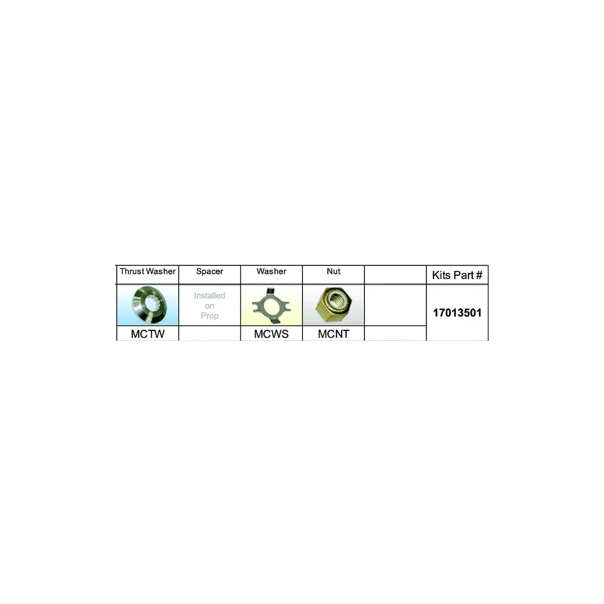 Solas Propeller 17013501 Solas Fixed Hub Prop Hardware Kit Mercury, Type C 1