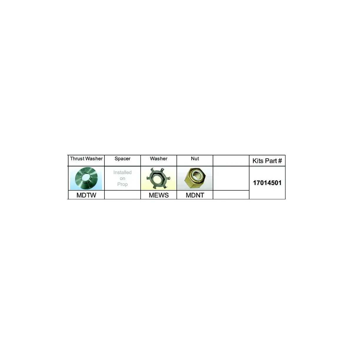 Solas Propeller 17014501 Solas Fixed Hub Prop Hardware Kit Mercury, Type D 1