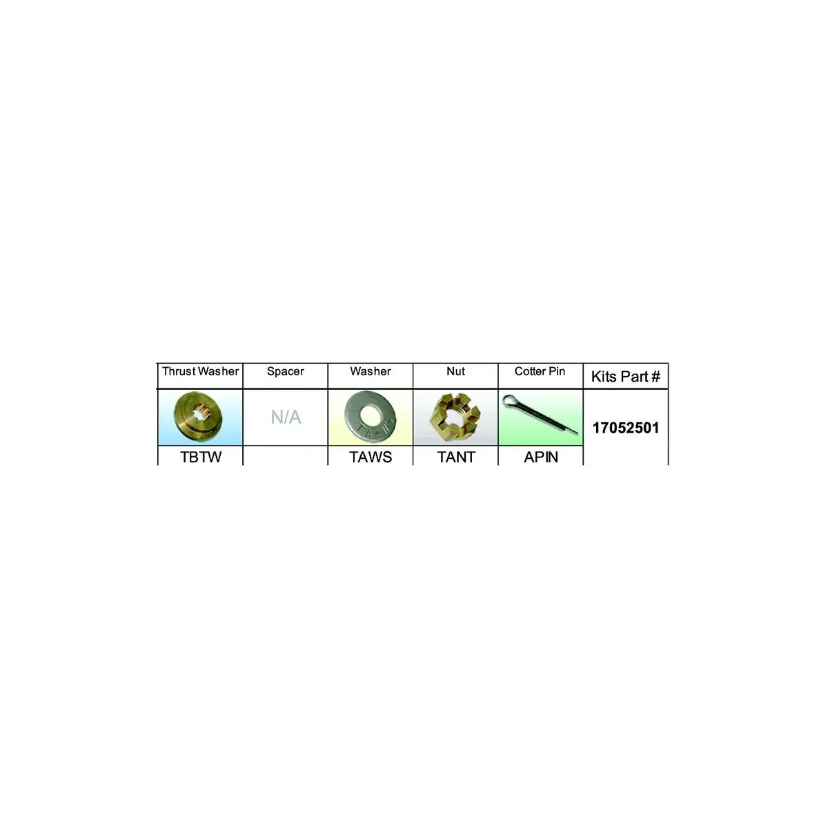 Solas Propeller 17052501 Solas Fixed Hub Prop Hardware Kit Nissan/Yohatsu, Type B 1