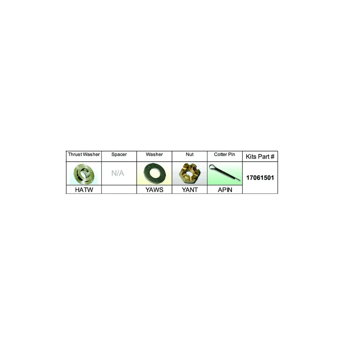 Solas Propeller 17061501 Solas Fixed Hub Prop Hardware Kit Honda, Type A 1