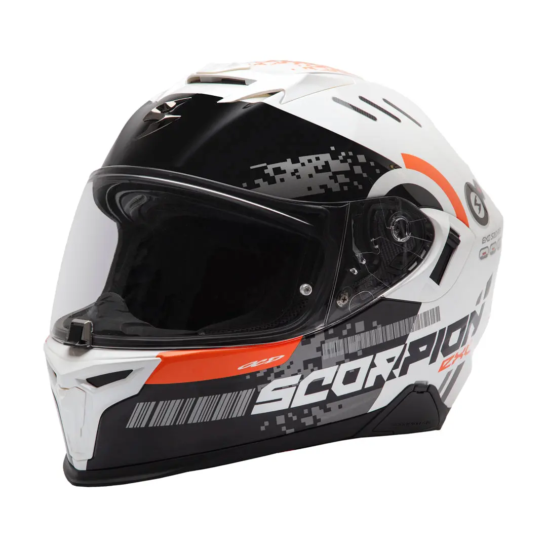 Scorpion Exo-520 Evo Air Titan Full Face Helmet - White/Orange 1