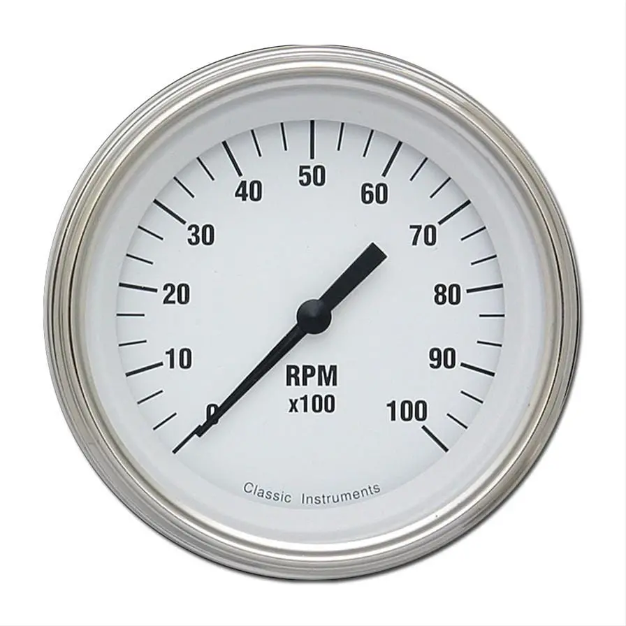Classic Instruments White Hot Series Slim-Face Tachometer – Analog Display 1
