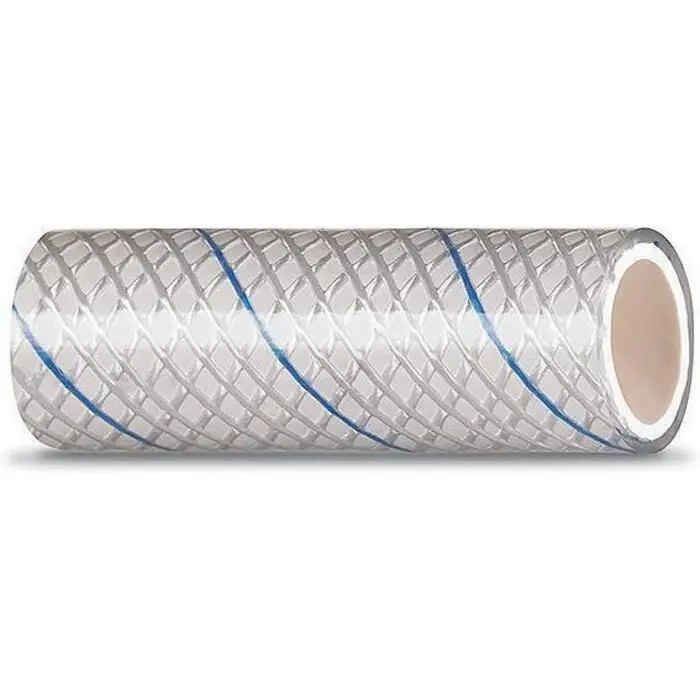 Seachoice 164-0345 23566 Clear Reinforced Pvc Tubing W/Blue Tracer 164 Series, 3/4" X 25' 1