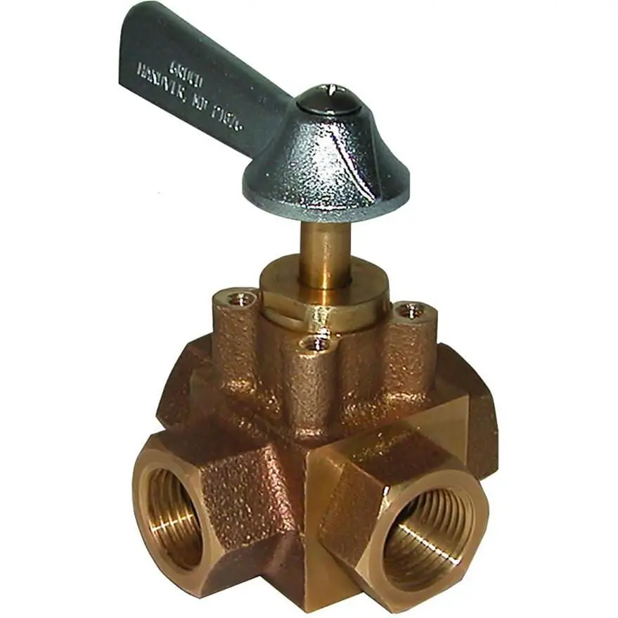 Groco Fv-410-X Bronze 4-Way Tank Selector Valve 1" Full Flow 1