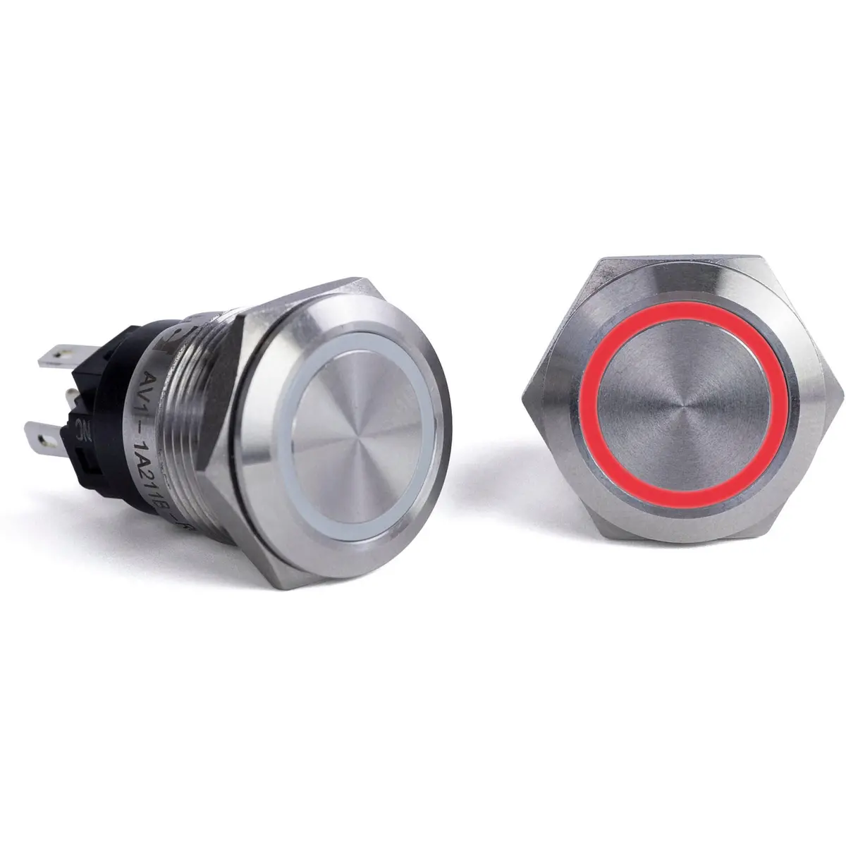 Sierra Av10100r Push-Button Switch, Off/On, Red Halo Led, 20A 1
