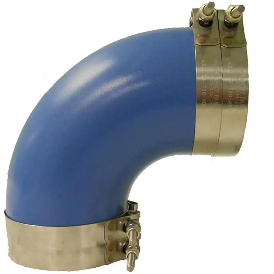 Trident Marine 290V5000-S/S Series 90 Deg. Silicone Molded Wet Exhaust Elbow, Connector 5" W/ T-Bolt Clamps 1