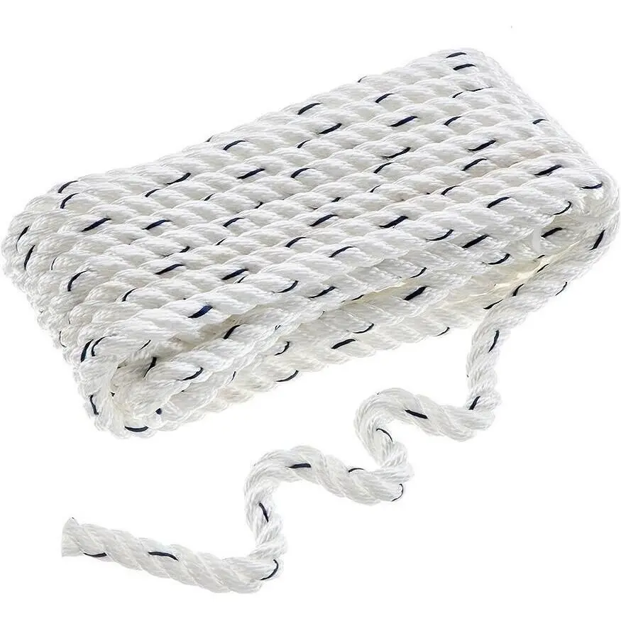 Seachoice 47531 Premium 3-Strand Twisted Nylon Dock Line, White W/ Blue Tracer, 3/8" X 25' 2
