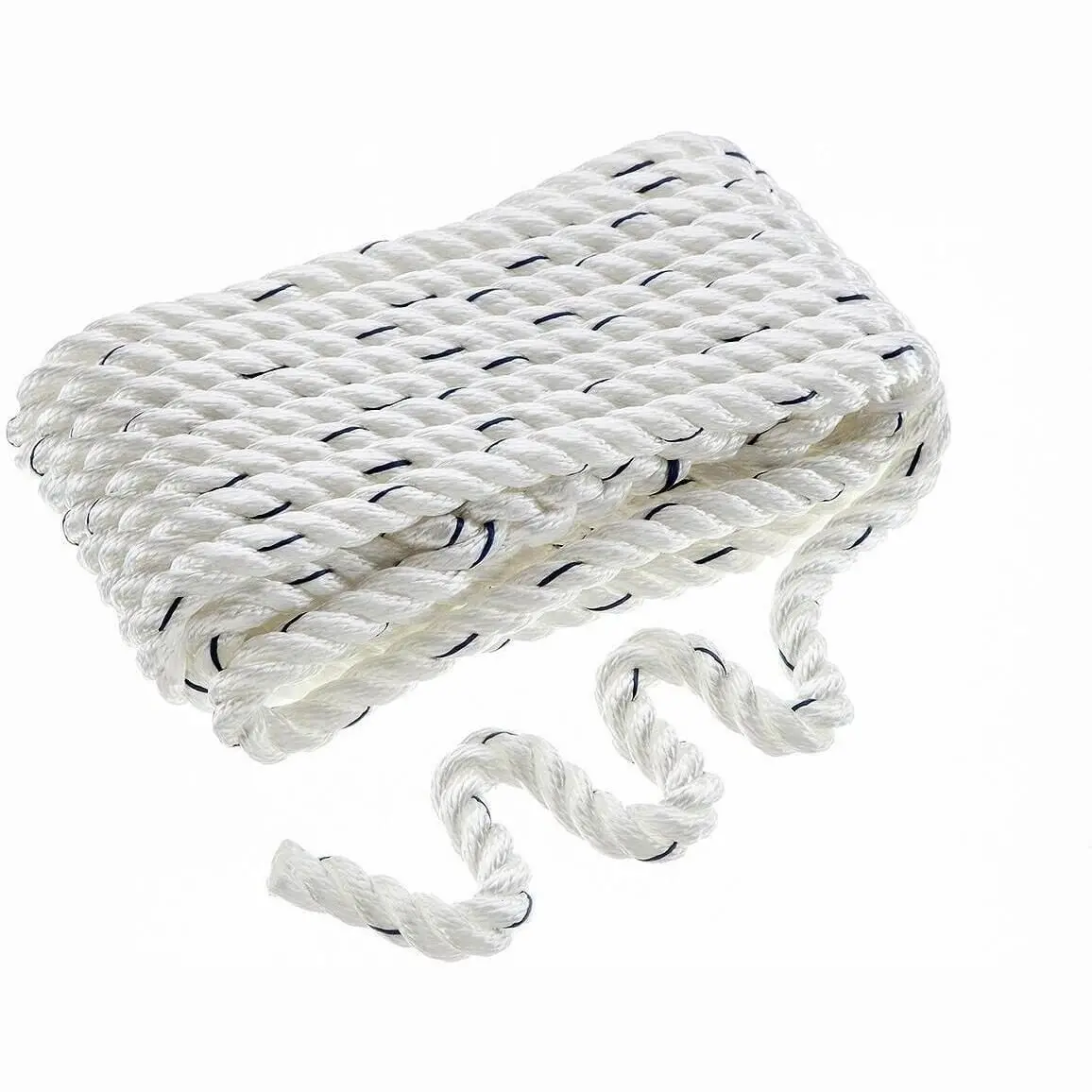 Seachoice 47581 Premium 3-Strand Twisted Nylon Dock Line, White W/ Blue Tracer, 1/2" X 30' 2