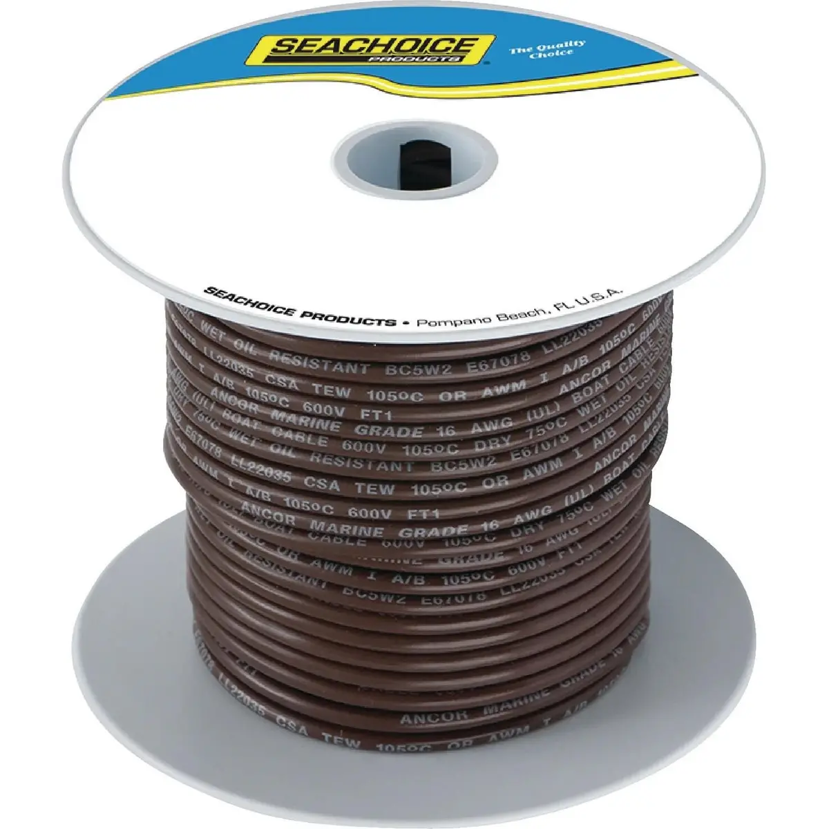 Seachoice 50-63133 Tinned Copper Marine Wire, 16 Awg, Brown, 100' 2