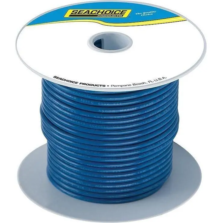 Seachoice 50-63131 Tinned Copper Marine Wire, 16 Awg, Dark Blue, 100' 2