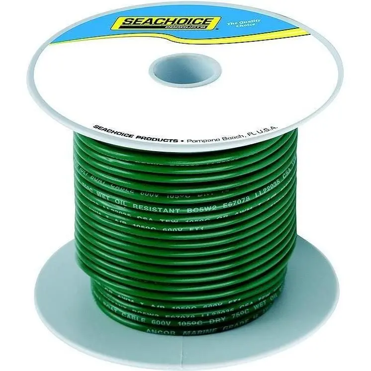 Seachoice 50-63108 Tinned Copper Marine Wire, 14 Awg, Green, 100' 2