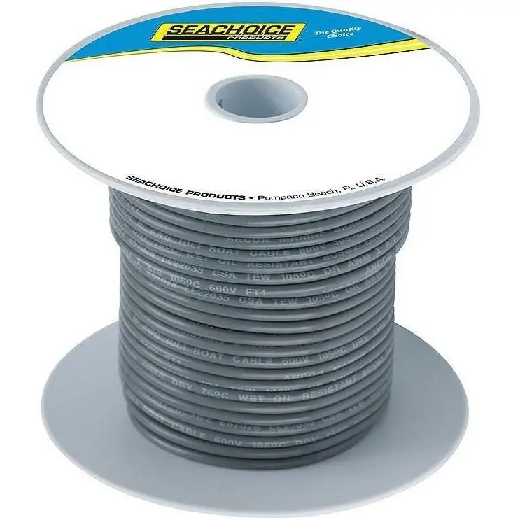 Seachoice 50-63134 Tinned Copper Marine Wire, 16 Awg, Gray, 100' 2