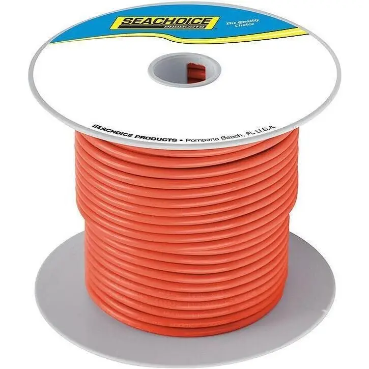 Seachoice 50-63136 Tinned Copper Marine Wire, 16 Awg, Orange, 100' 2