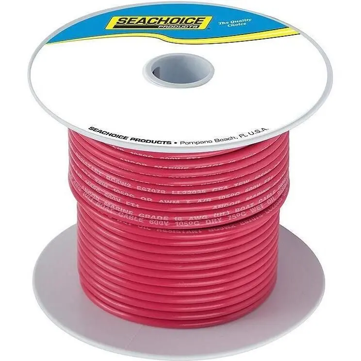 Seachoice 50-63044 Tinned Copper Marine Wire, 6 Awg, Red, 50' 2