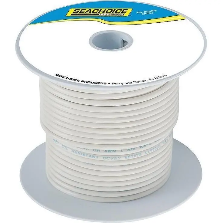 Seachoice 50-63146 Tinned Copper Marine Wire, 18 Awg, White, 100' 2