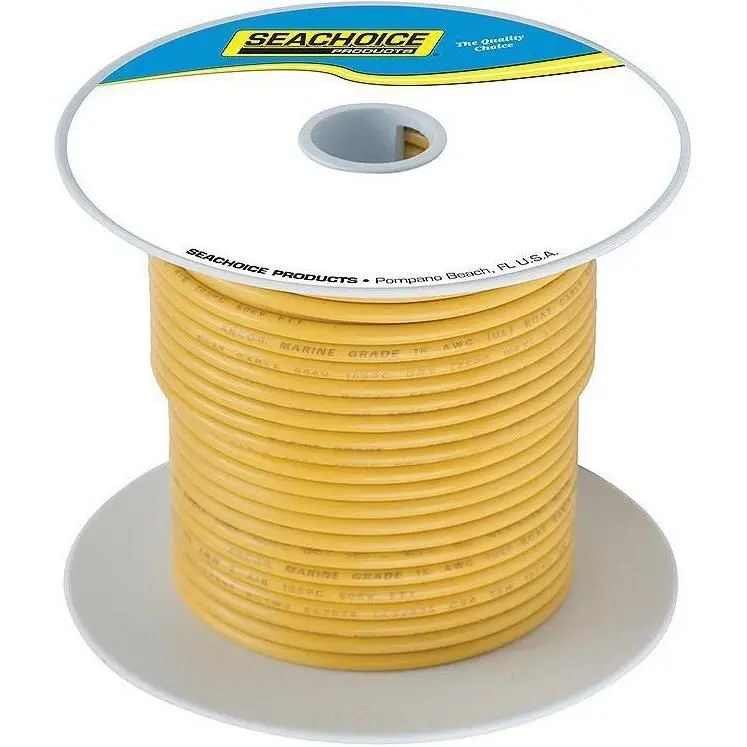Seachoice 50-63054 Tinned Copper Marine Wire, 8 Awg, Yellow, 100' 2