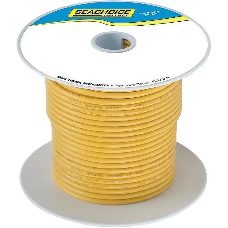 Seachoice 50-63107 Tinned Copper Marine Wire, 14 Awg, Yellow, 100' 2