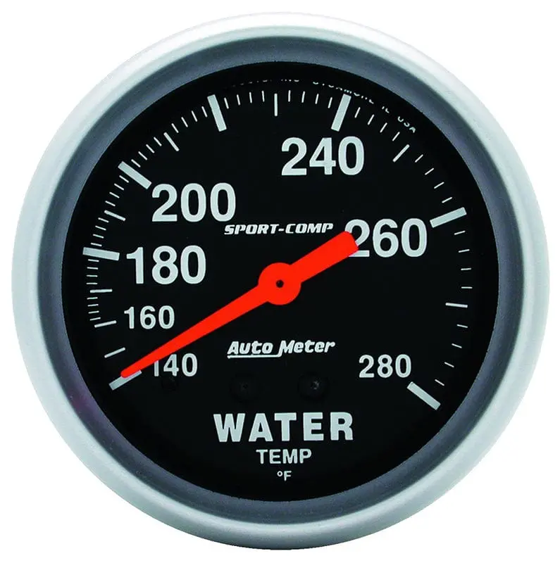 Autometer Sport-Comp Water Temperature Gauge – 2-1/16 Inch, Electric Sender Included 1